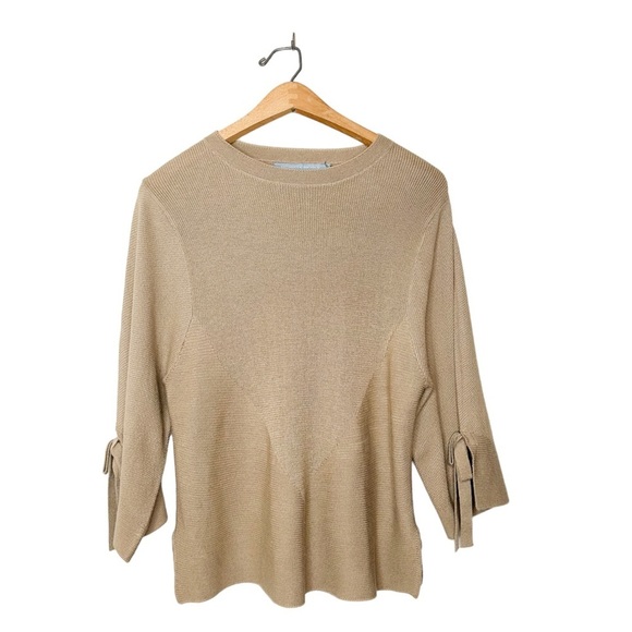 Michelle Nicole Sweaters - Michelle Nicole Neutral Tan Contemporary 3/4 Sleeve Lightweight Knit Sweater S